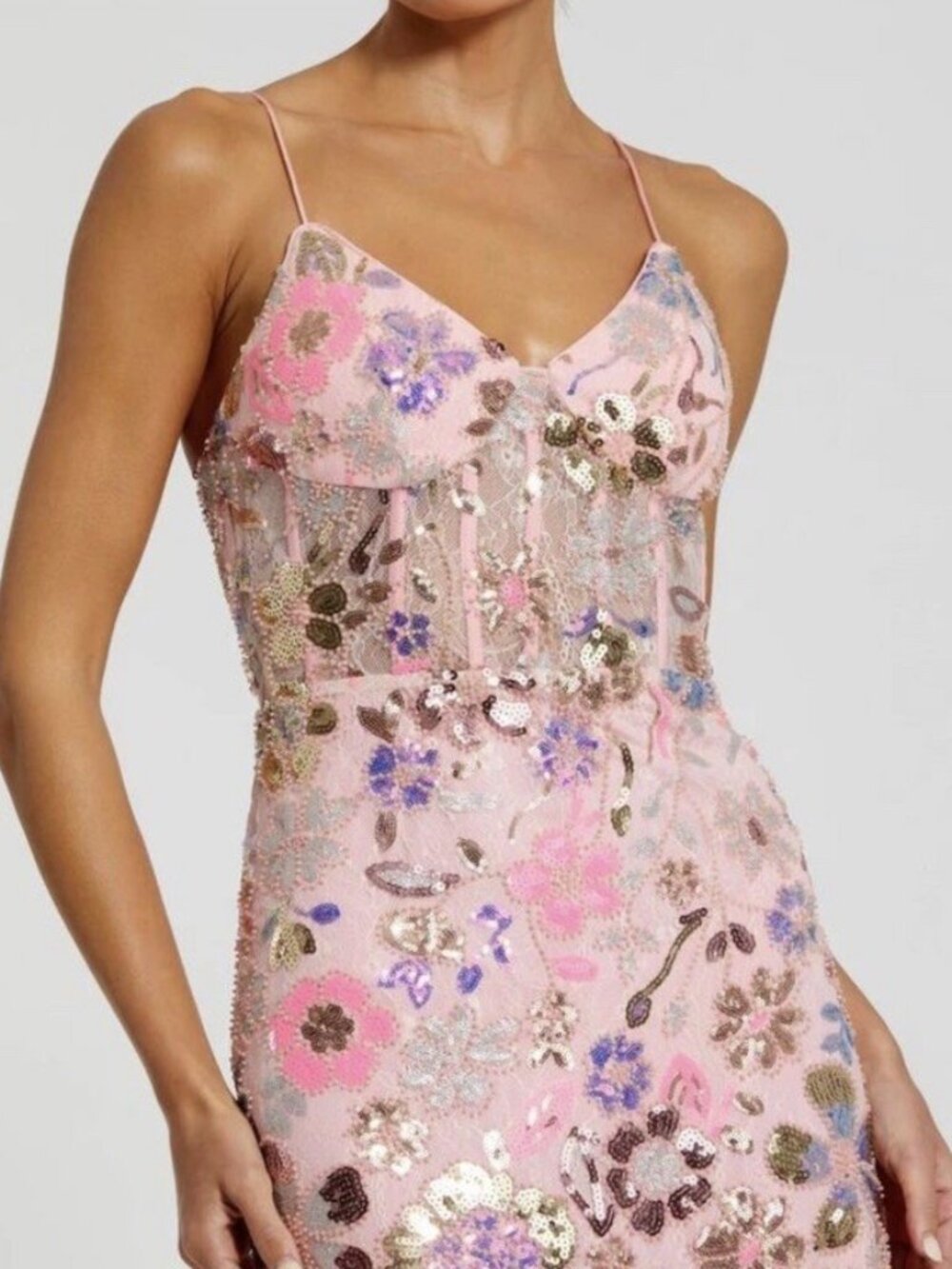 Mac Duggal Size 2 Pink 68718 Sequin Beaded Sleeveless Formal Gown Dress NWT Prom - Picture 4 of 12